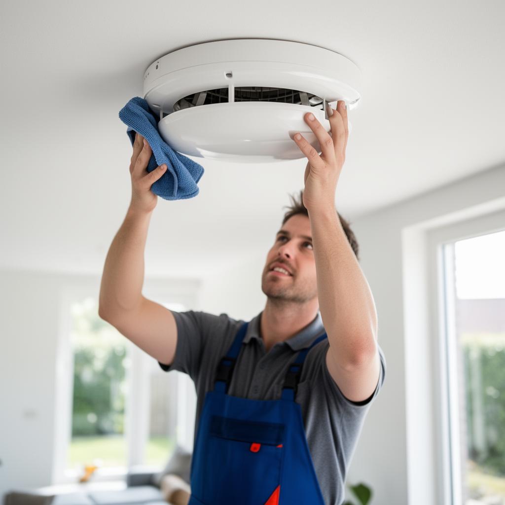 Monteur reinigt ventilatieventiel